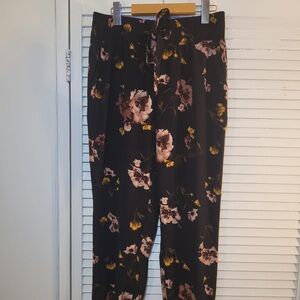 Floral Black Pants